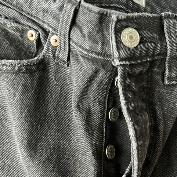 Abercrombie and Fitch High Rise Dad Straight Leg Black Destroy Jeans - Picture 8 of 12